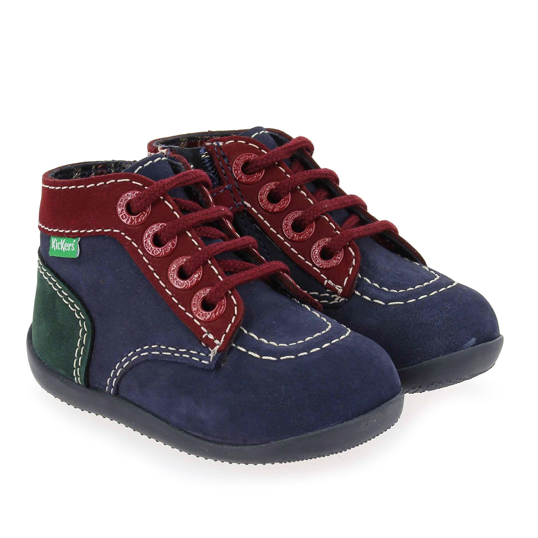 Kickers  BONZIP-2 TRICOLOR - Marine Rouge