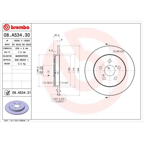 08.A534.31 BREMSSCHEIBE BREMBO HA  VP2 - ATU