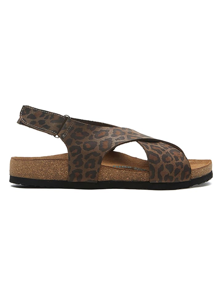 Comfortfusse Leder-Sandalen in Braun/ Schwarz günstig kaufen