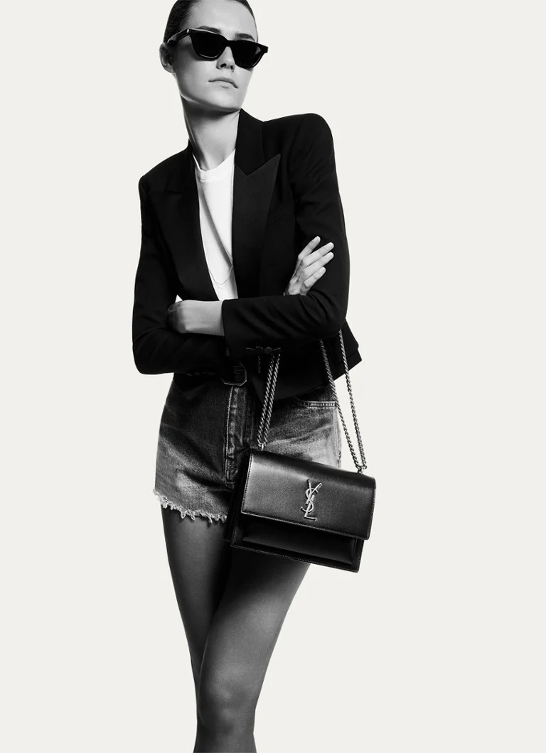 Μεσαία τσάντα Saint Laurent Sunset από δέρμα μοσχαριού