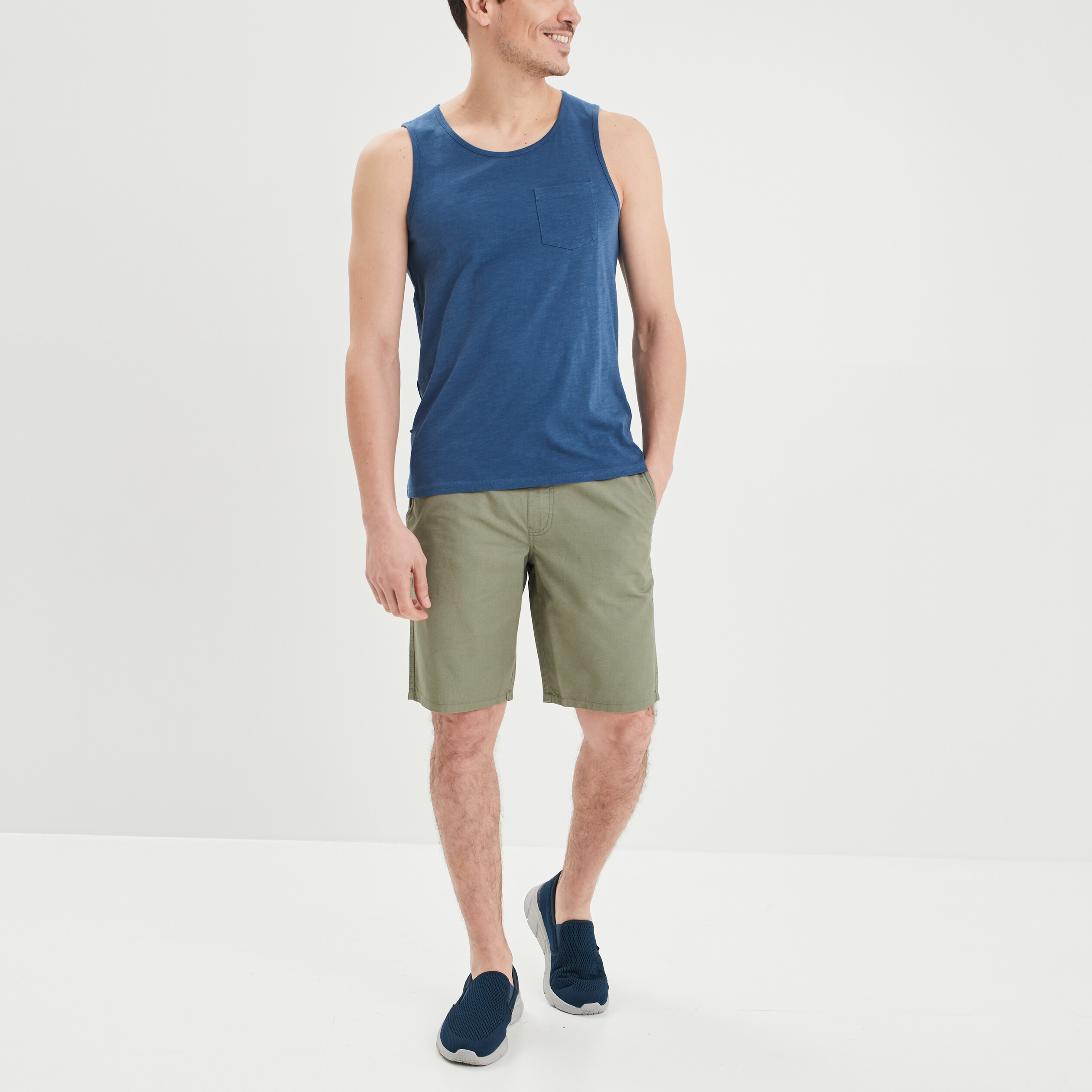 Bermuda droit à coulisse vert kaki homme | La Halle