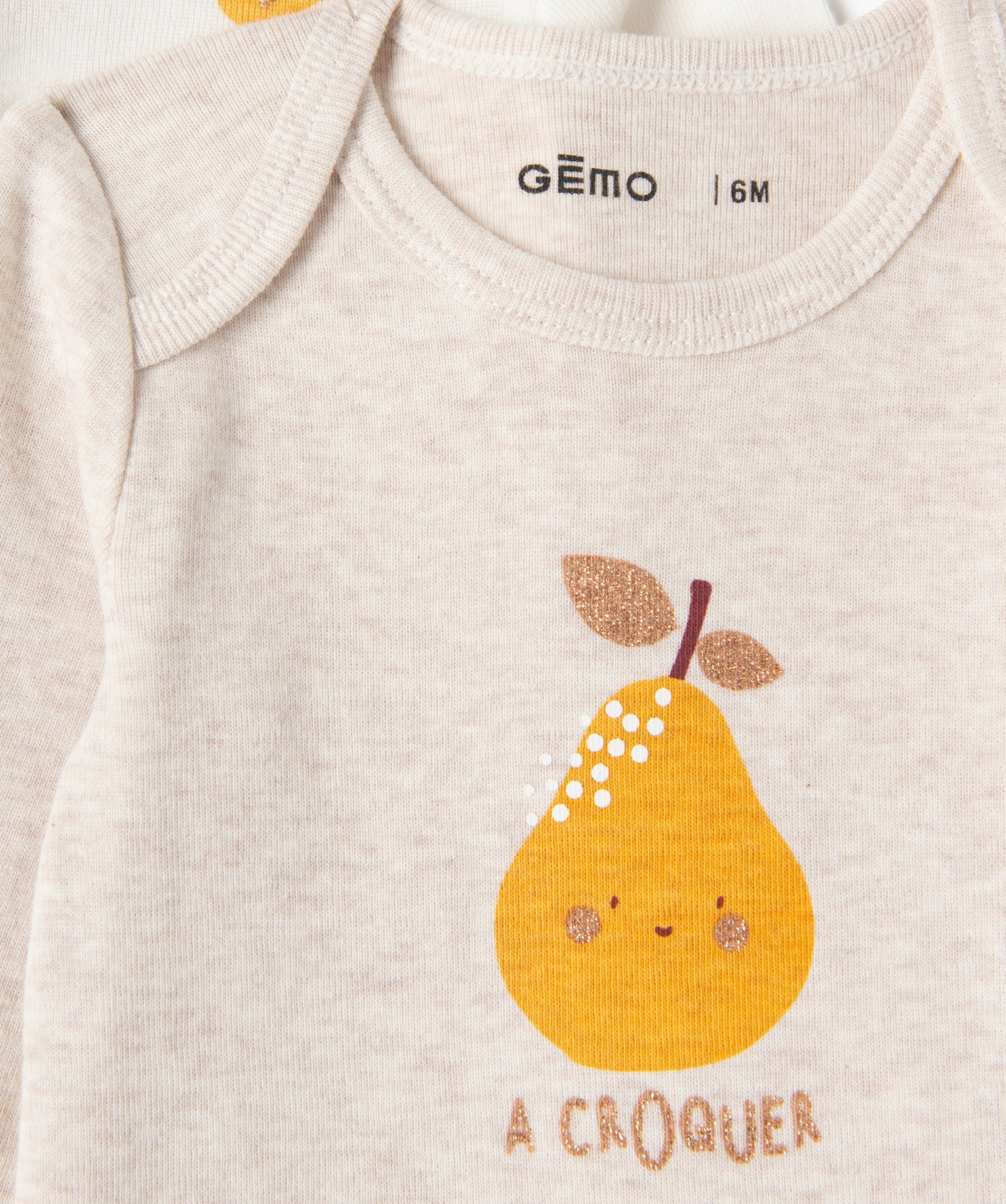 Body bébé imprimé à manches longues et col américain (l... beige | GEMO