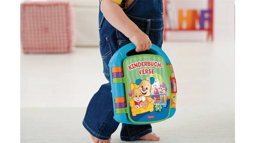 Fisher-Price Lernspaß Liederbuch (blau), Baby-Spielzeug mit Musik, Lernspielzeug