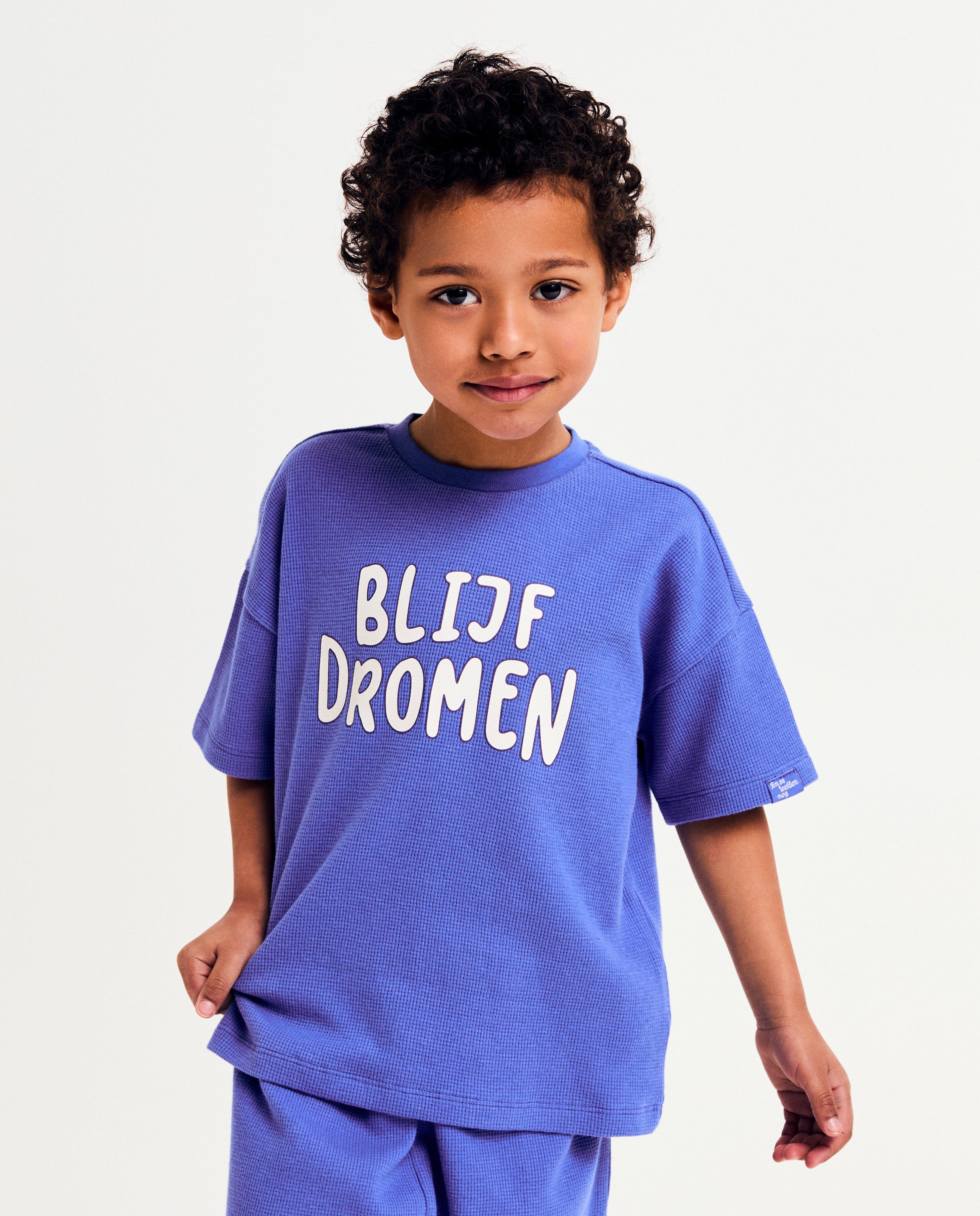Pijama Elisabeth Lucie Baeten cu inscripția Continuă să visezi, albastru unisex