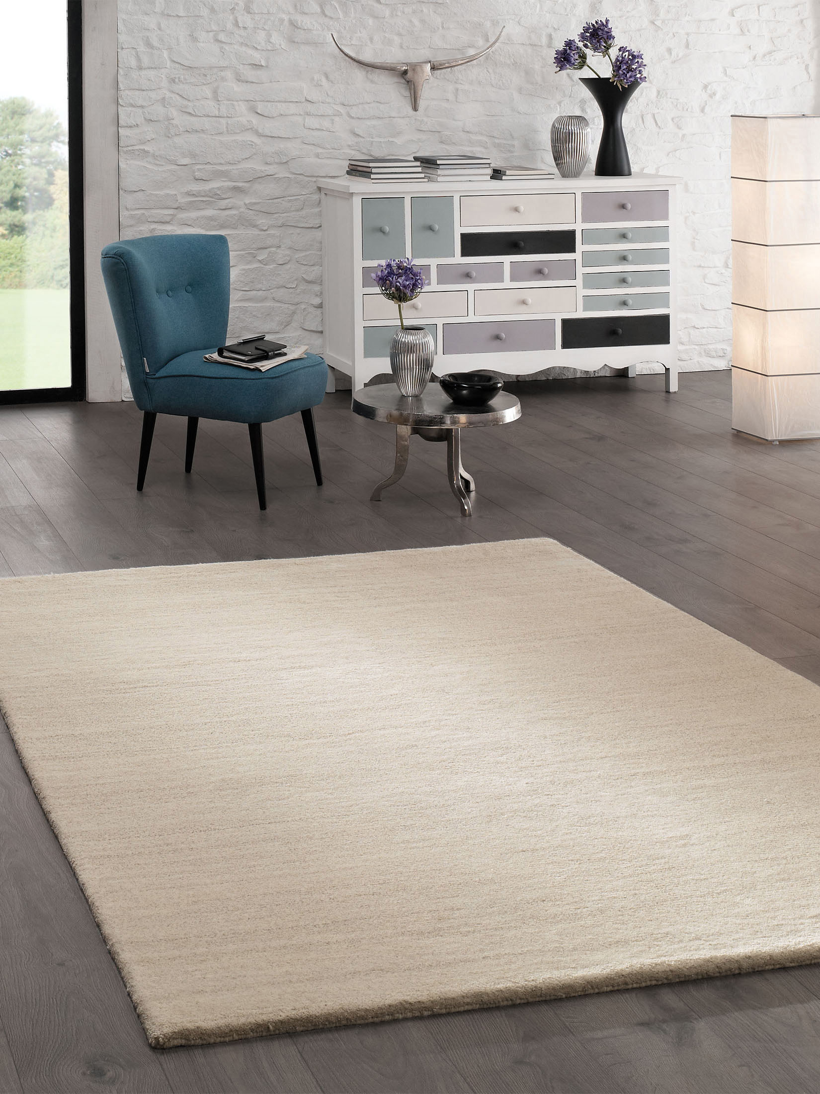 Auckland Woll-Teppich, Hellbeige