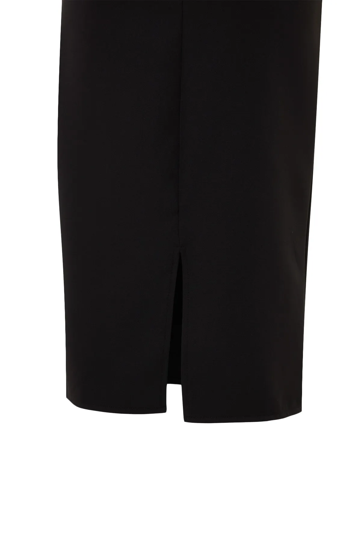 Trendyol Collection  Schwarzes, tailliertes, gewebtes Midi-Kragen mit Paspelierung, gewebtes Kleid TWOSS23EL01930