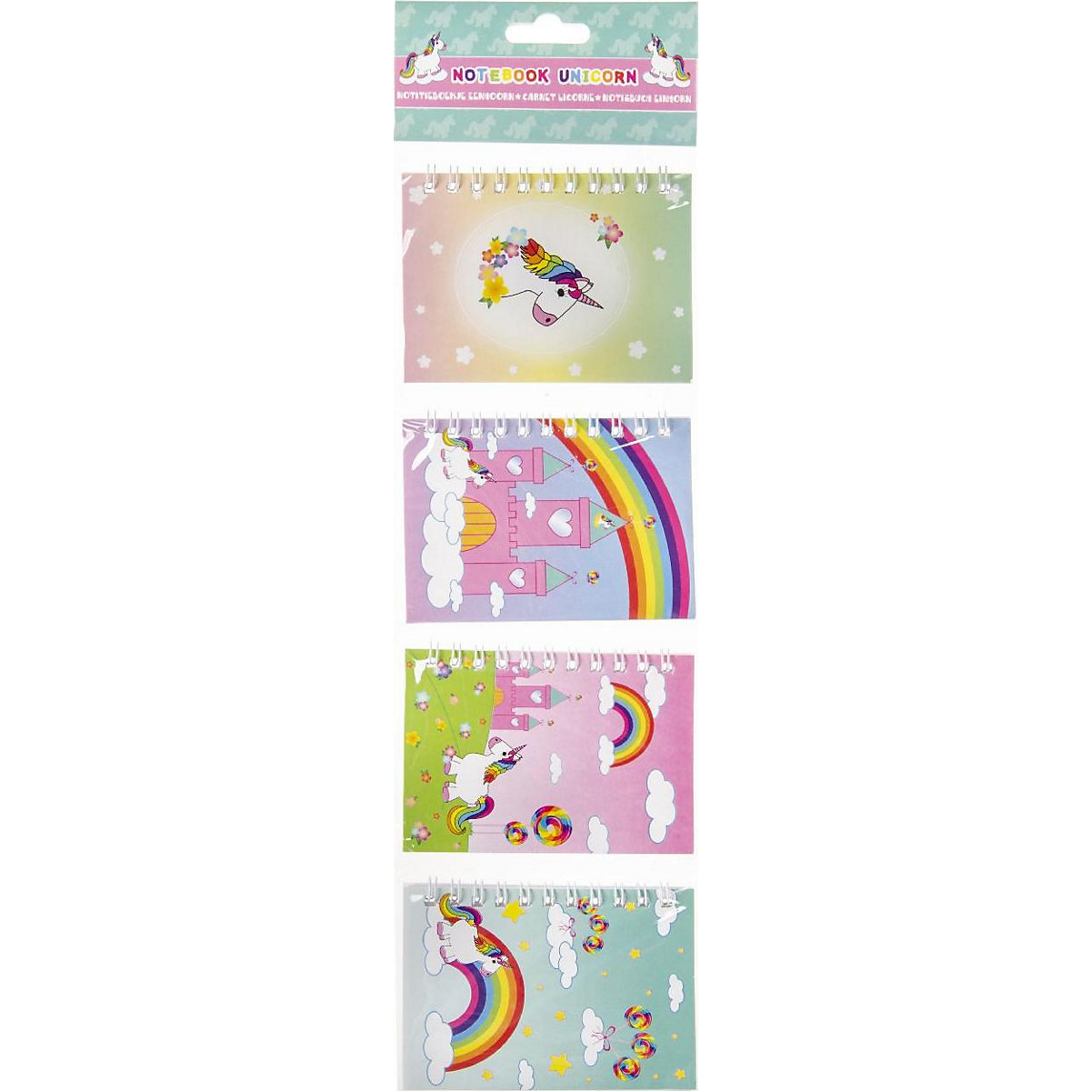 NOTIZBUCH EINHORN - 4er Set im Beutel