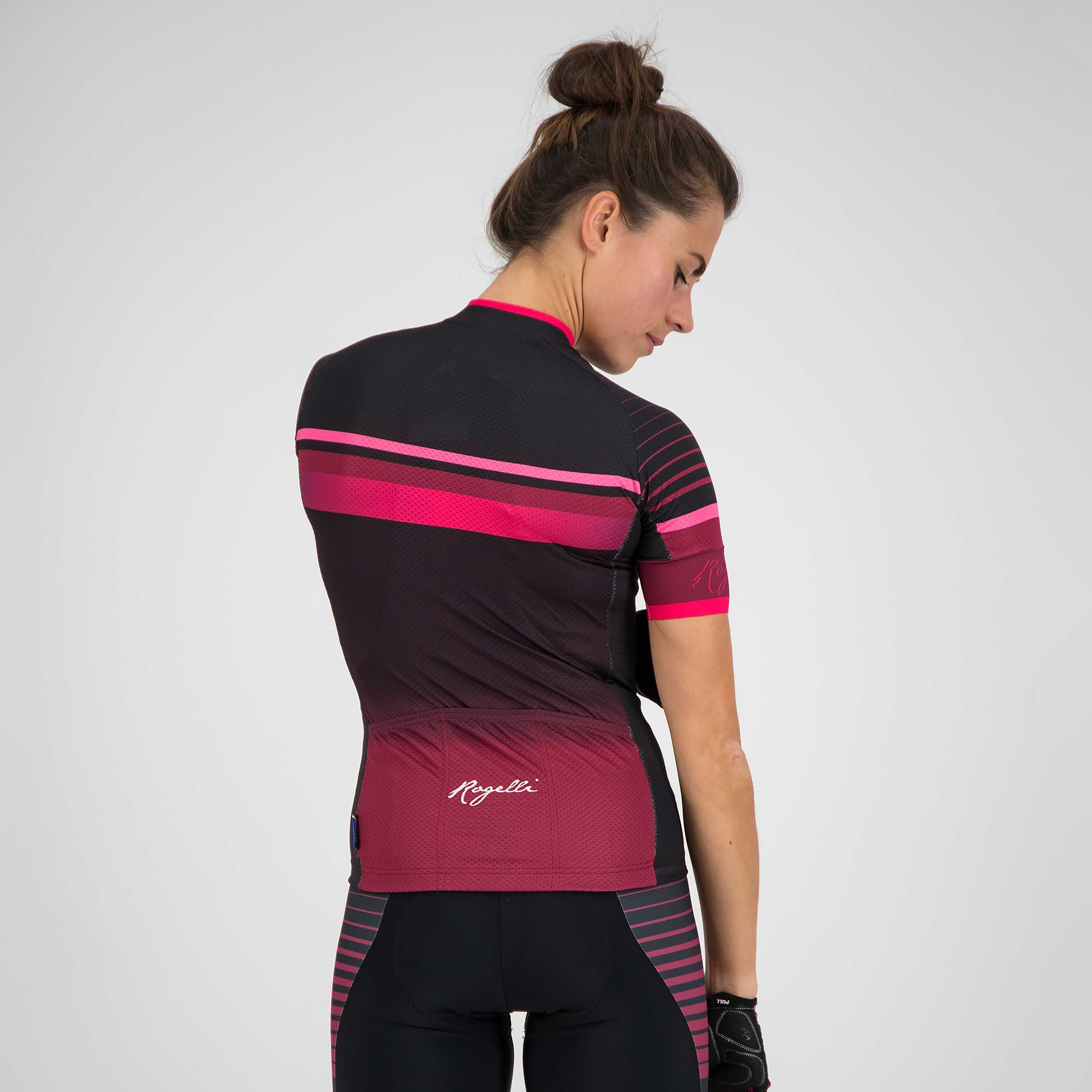 Rogelli Impress Bordeaux/Rosa Damen Radtrikot Kurzarm