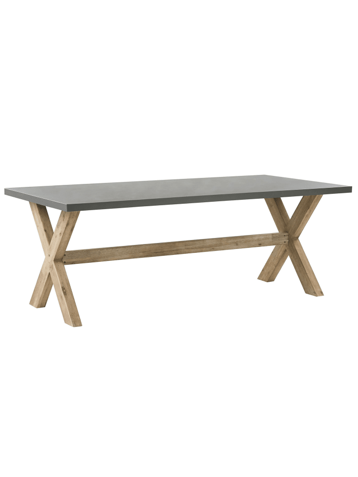 Beliani 7-tlg Gartentisch Set OLBIA in Grau/Beige/Heller Holzfarbton günstig kaufen onesize