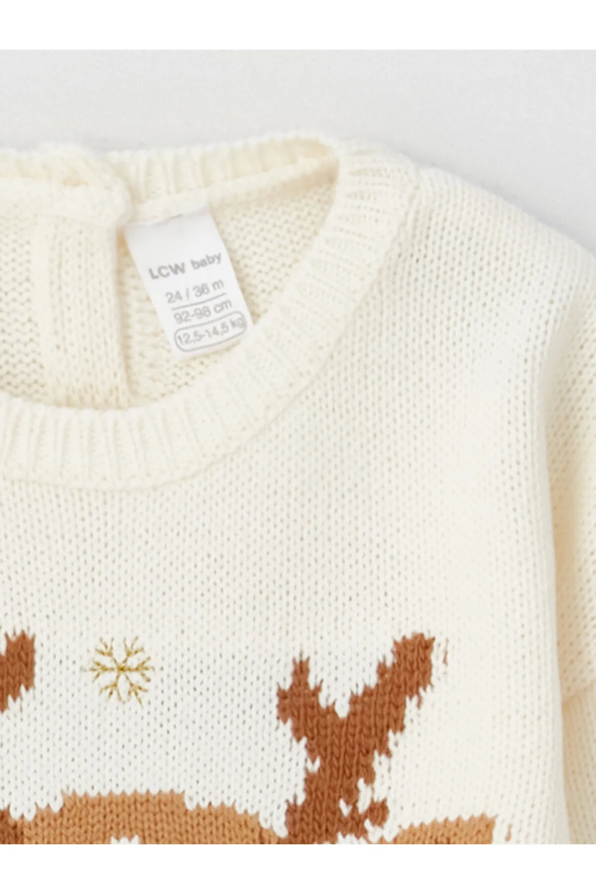 LC Waikiki  Gemusterter Strickpullover für Babys mit Rundhalsausschnitt und langen Ärmeln