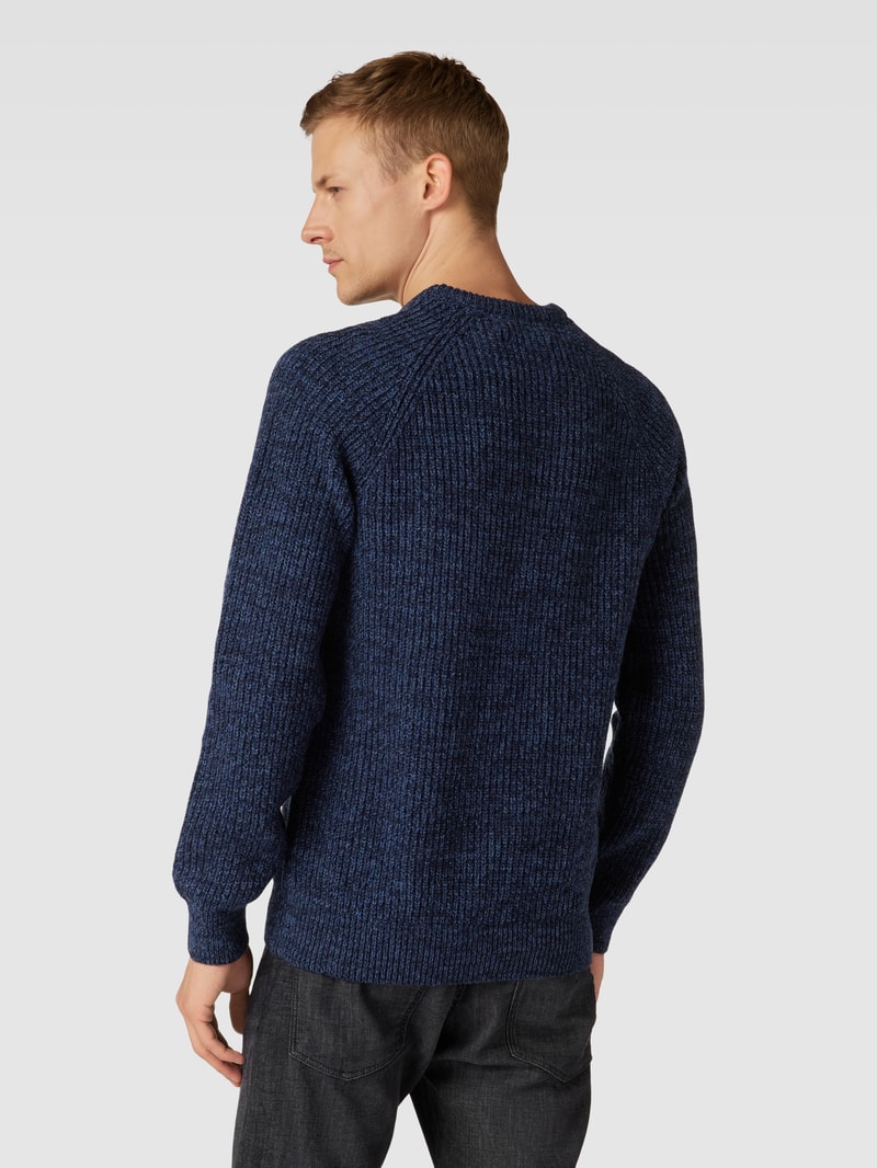 Strickpullover aus Wolle mit Rundhalsausschnitt in marineblau