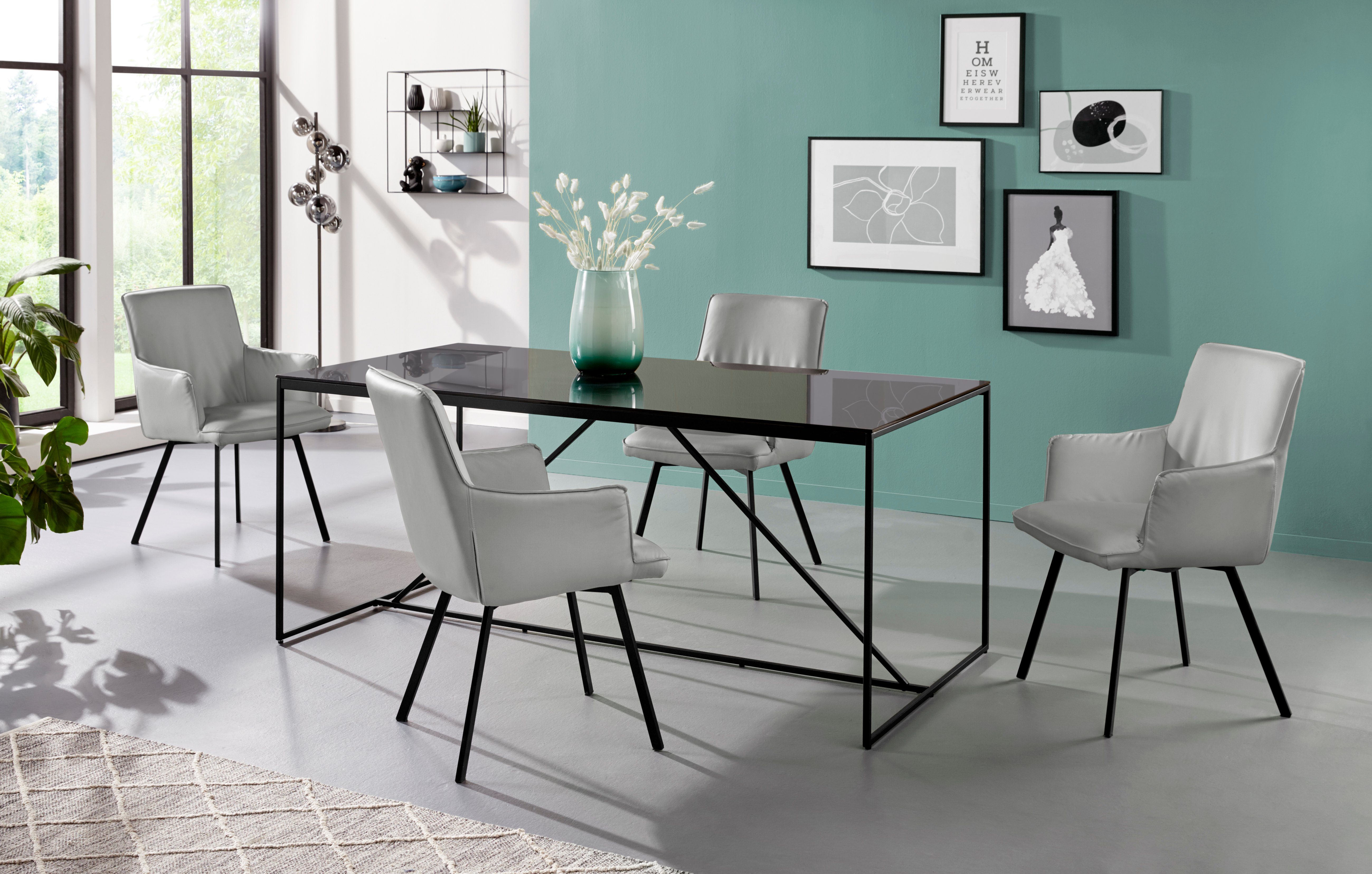 INOSIGN Esstisch Esra, Gestell aus Metall, Tischplatte aus Glas