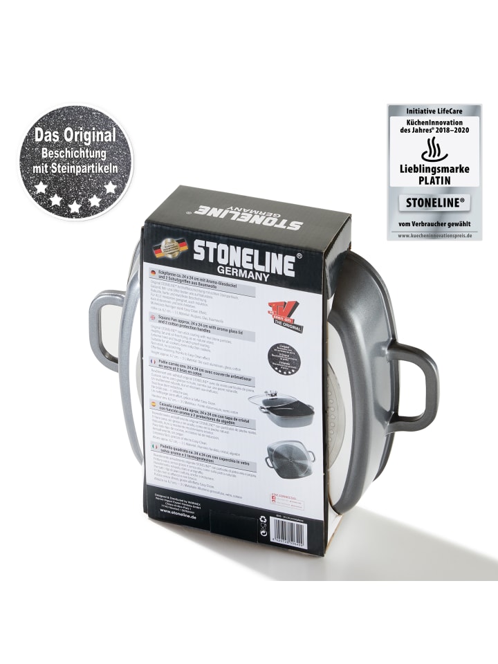 Stoneline Servierpfanne Eckig | mit Deckel in Anthrazit | 24x24cm günstig kaufen 24 x 24 cm