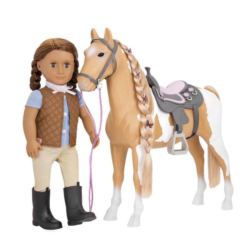 Cheval beige et blanc pour poupée Our Generation
