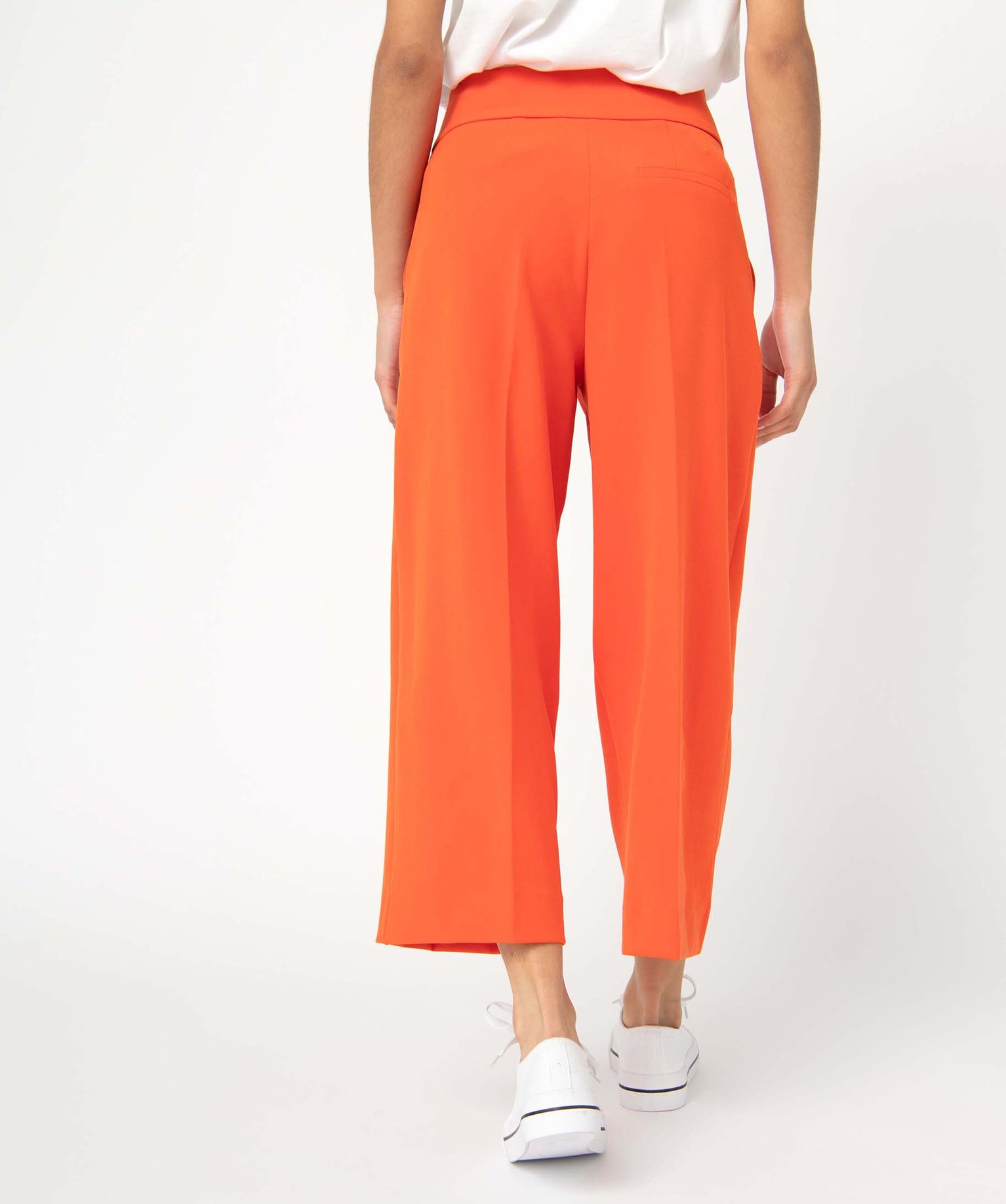 Pantacourt femme coupe large taille haute orange | GEMO