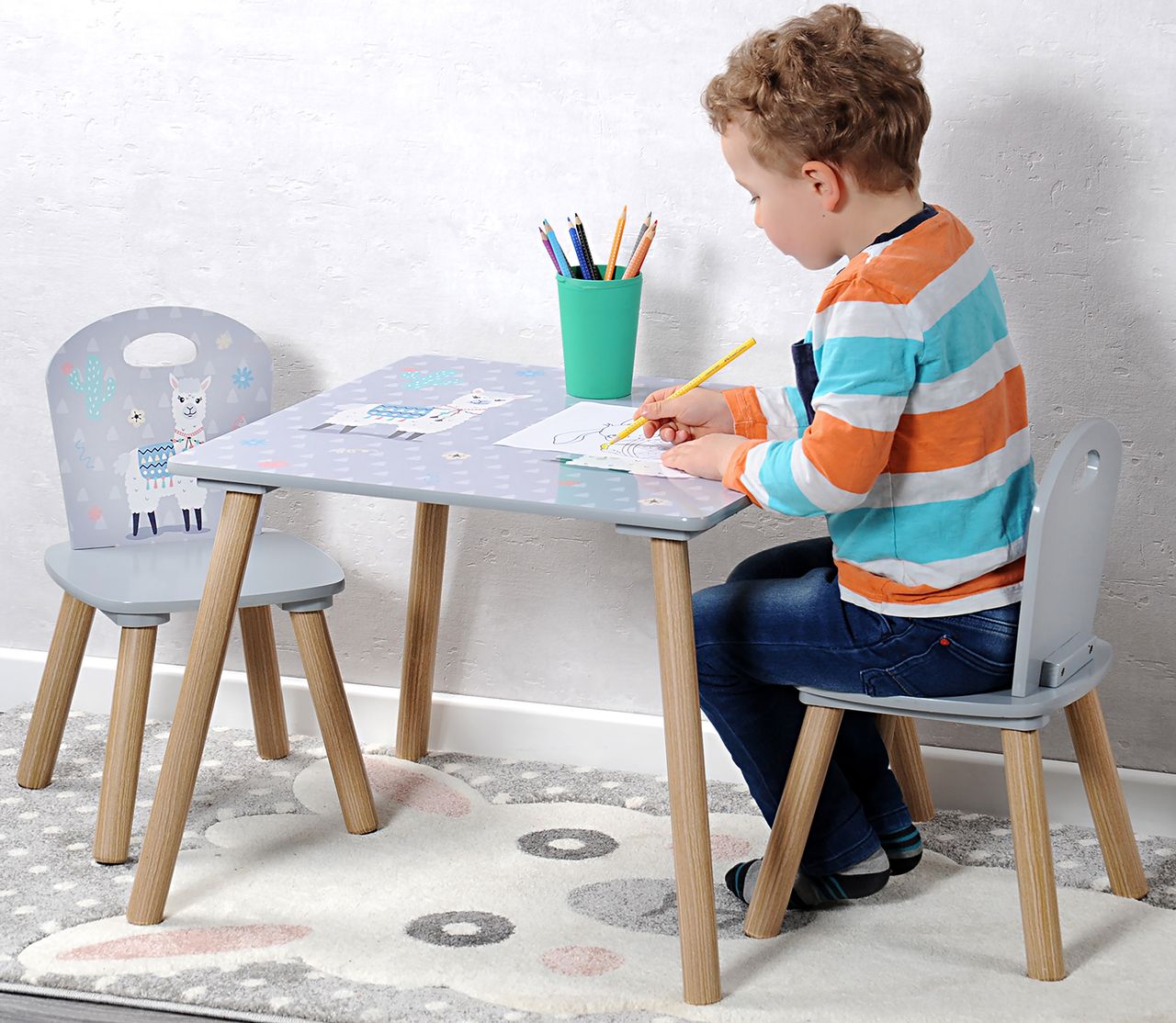 Kesper Kindertisch mit 2 Stühlen, weiß - 3er Set - Alpaka