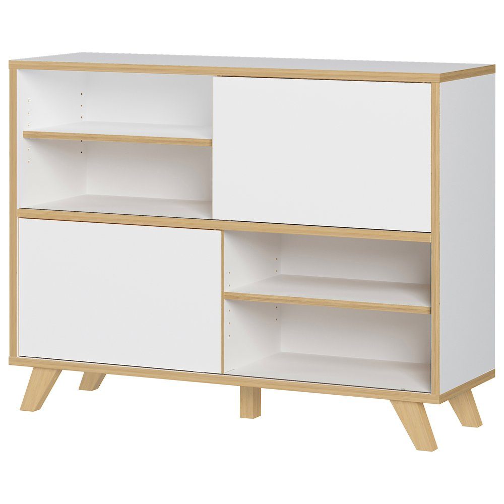 Lomadox Aktenregal HOLM-01, Aktenschrank Set weiß mit Absetzungen in Navarra Eiche Nb.
