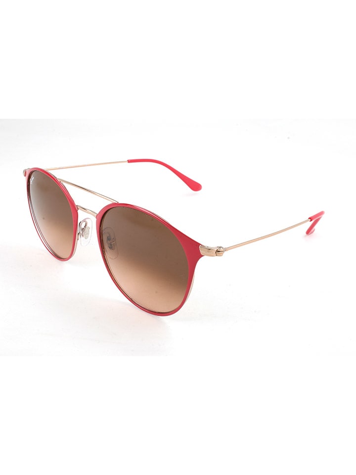 Ray Ban Unisex-Sonnenbrille in Rot-Gold/ Hellbraun günstig kaufen