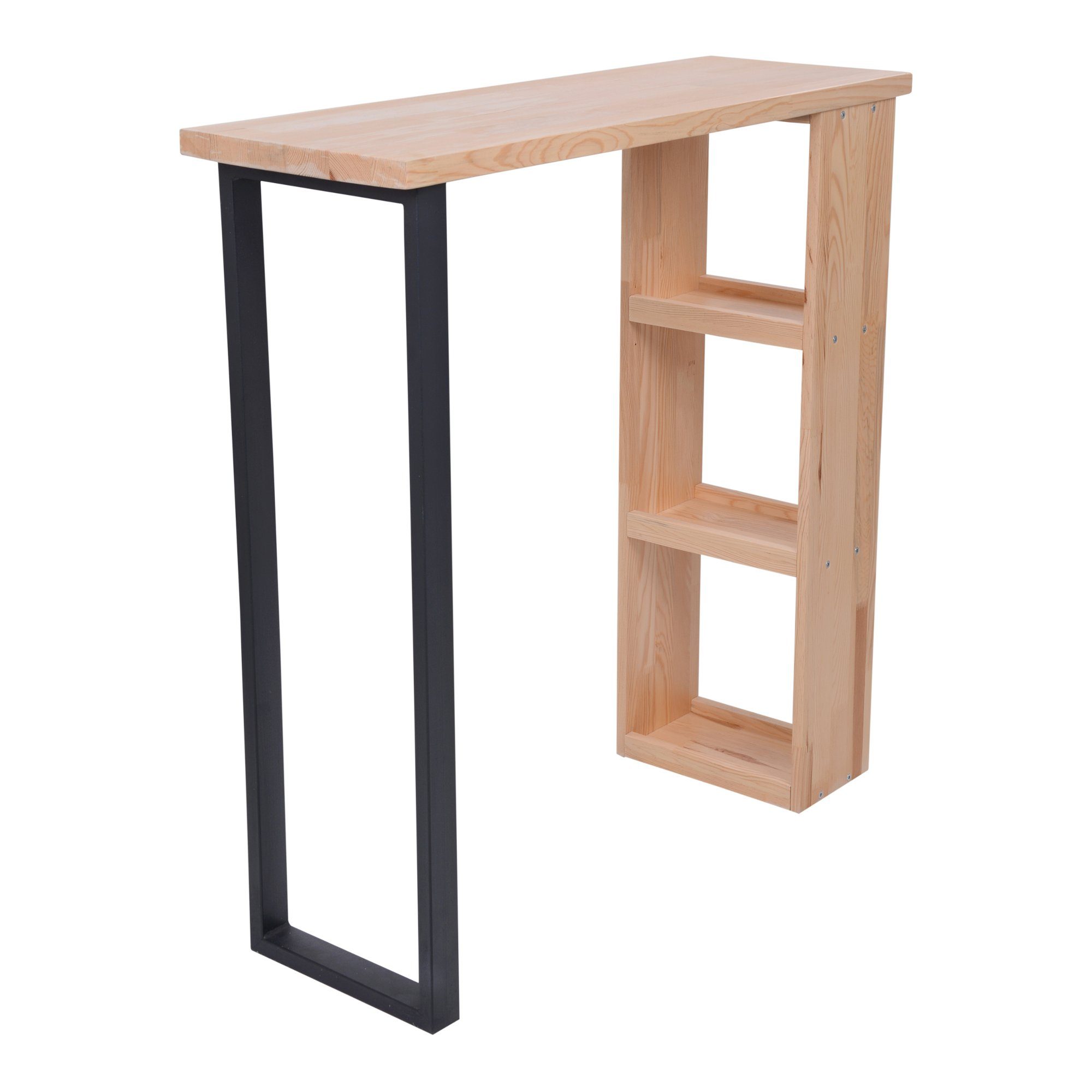 en.casa Bartisch, Nørager Esstisch Kiefernholz Metall 89,5x90x29cm Natur/Schwarz