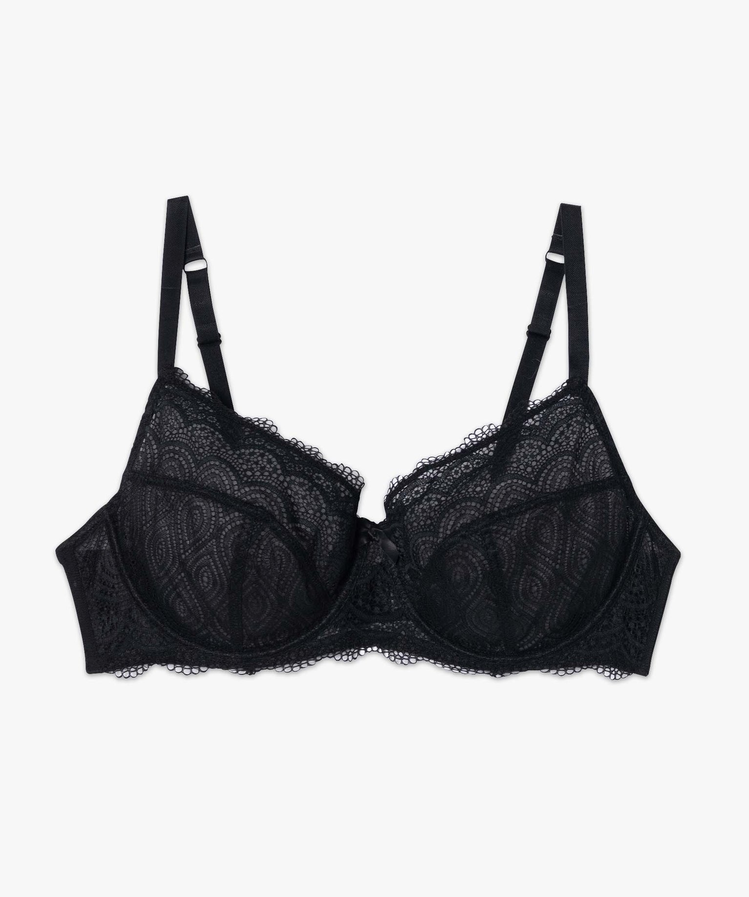 Soutien-gorge emboitant grande taille à armatures en dentelle noir | GEMO