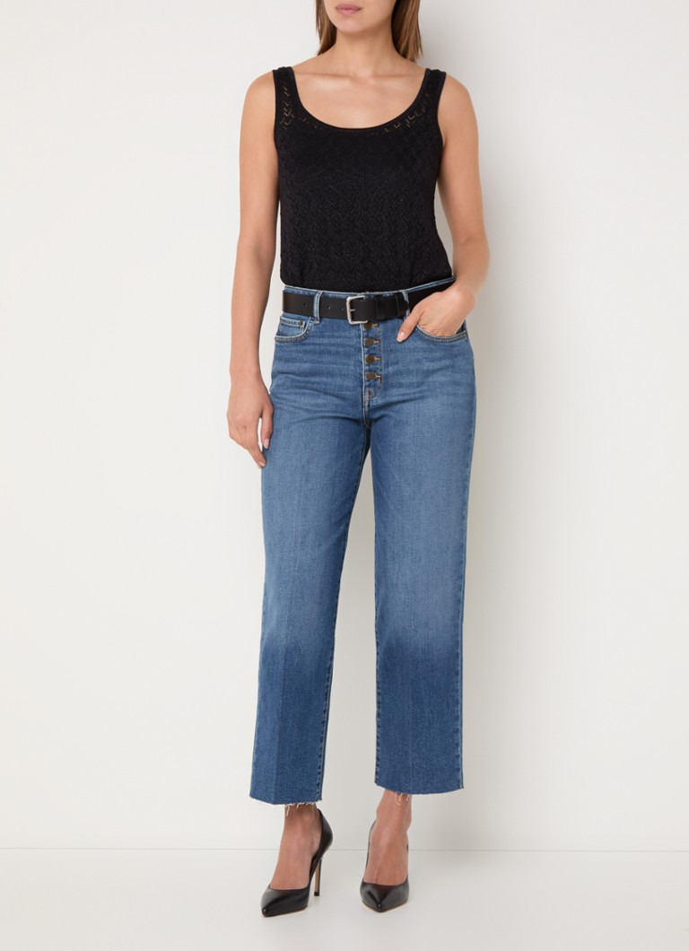 Blugi Ralph Lauren, talie medie, crop, drepți, spălare medie