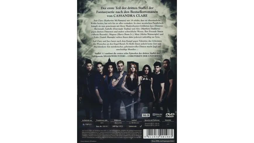 Shadowhunters Staffel 3.1  [3 DVDs]