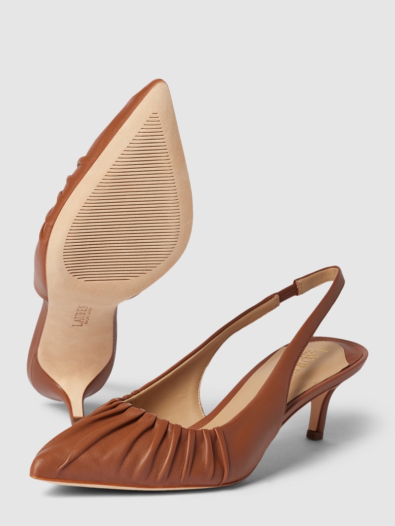 Pumps aus Leder mit spitzer Form Modell 'LOLAH' in cognac