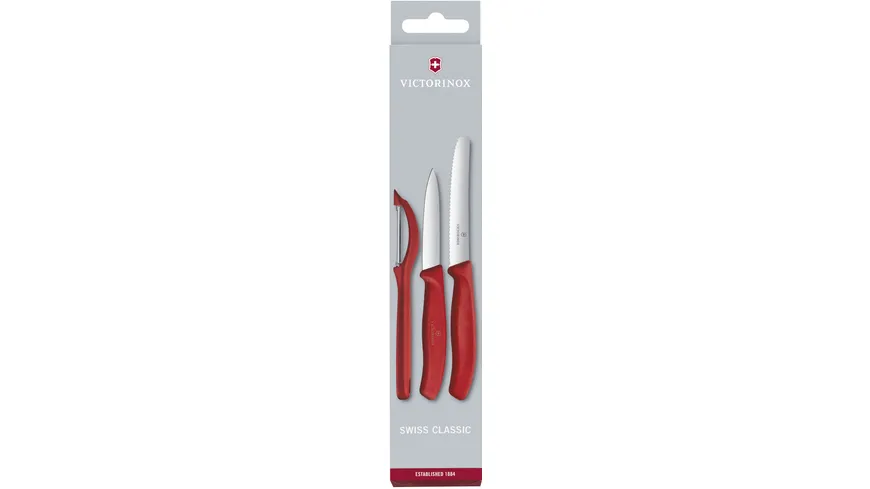 VICTORINOX Gemüsemesser-Set mit Schäler Swiss Classic rot