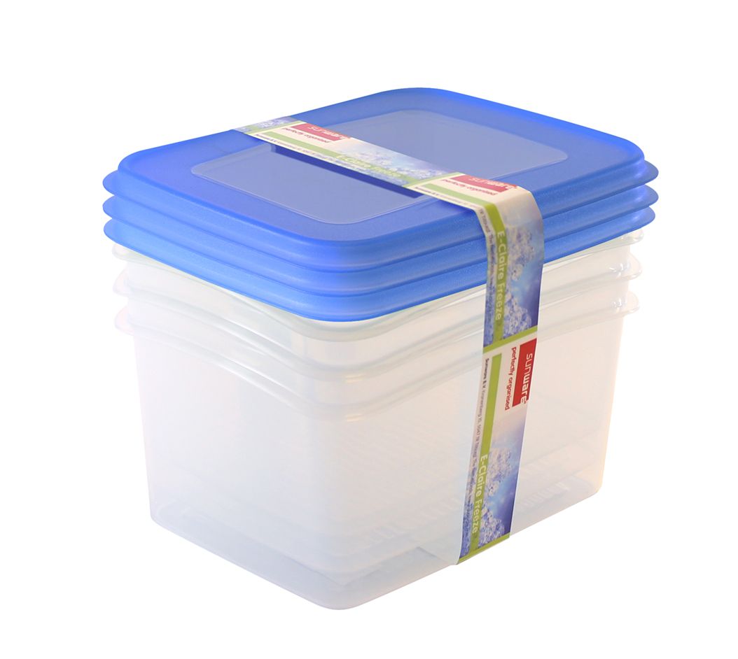 Sunware Club Cuisine 1,5 Liter transparent blaue 3er-Set Gefrierdose