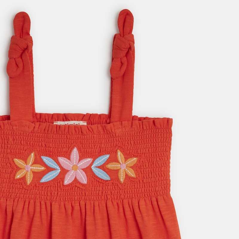 Robe bébé fille rouge avec broderies Catimini