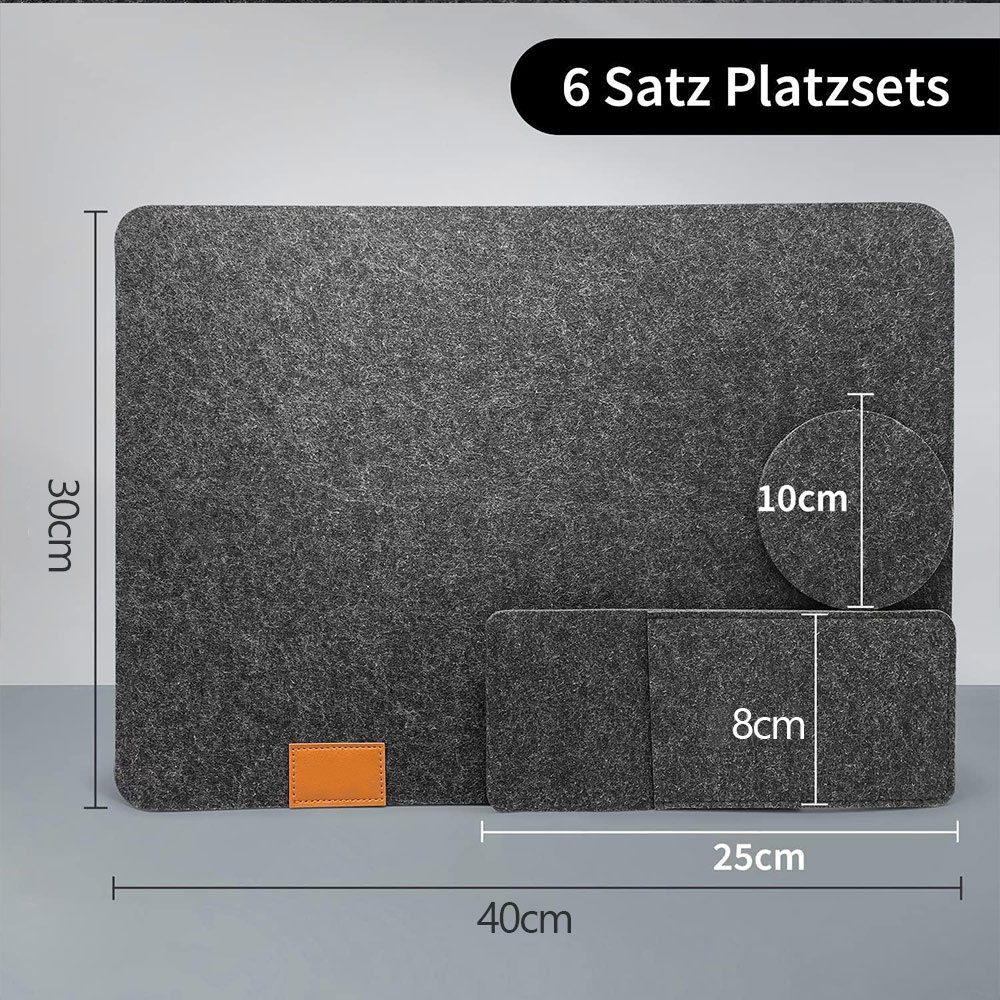 GLIESE Tischsitz Platzsets 6er Set(18stk)aus Filz