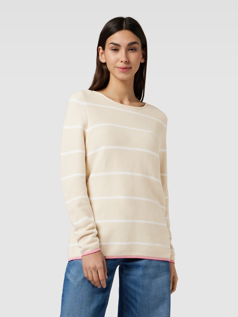 Strickpullover mit Streifenmuster in stein