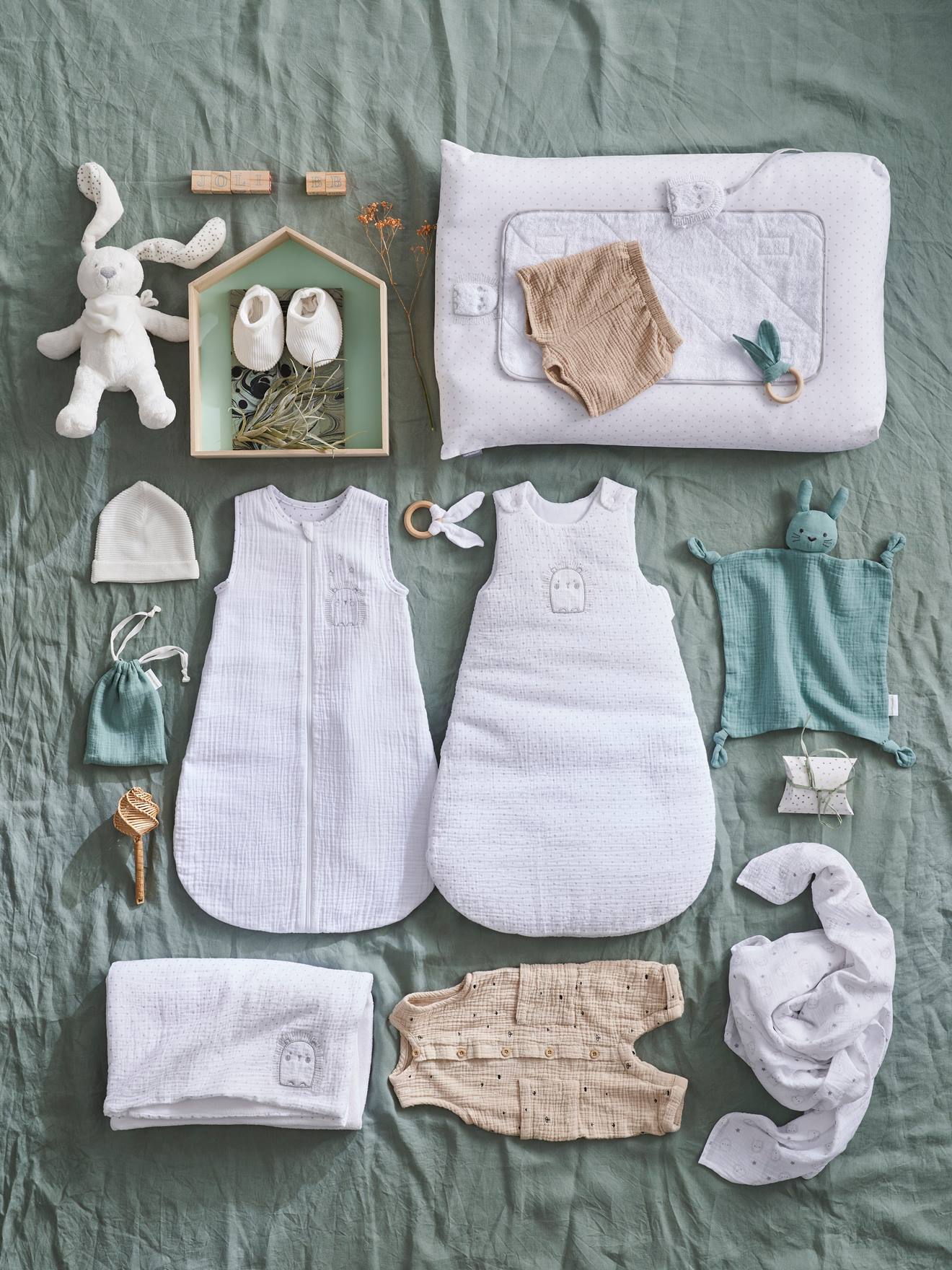 Vertbaudet Baby Sommerschlafsack IGEL personalisierbar Oeko Tex - weiß