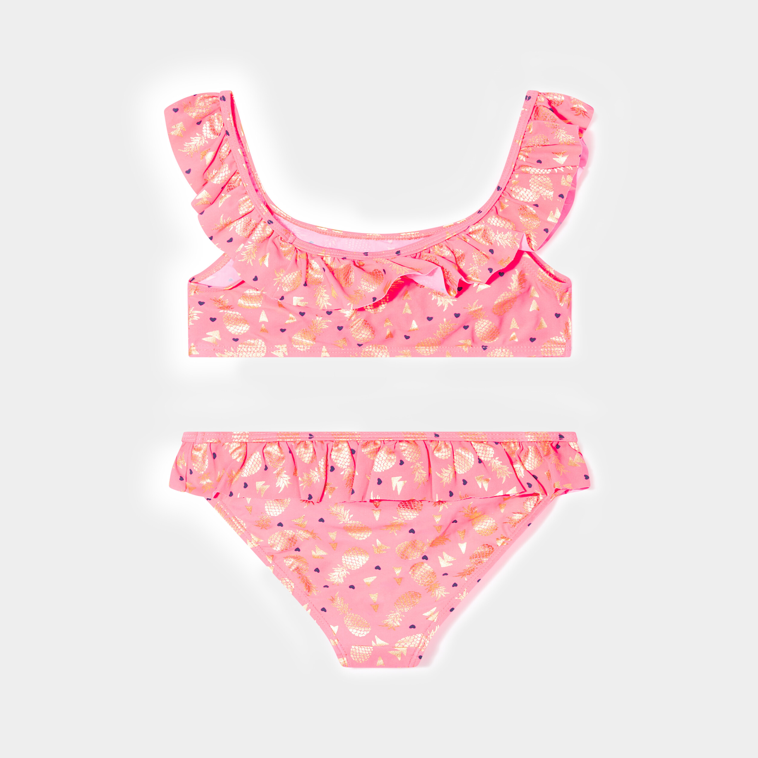 Maillot de bain 2 pièces orange corail fille | La Halle