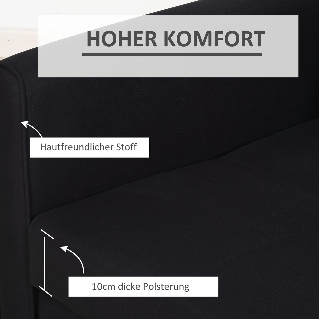 HOMCOM Schlafsofa 2-Sitzer Sofa Polstersofa mit Stauraum, Rückenkissen Kohlegrau