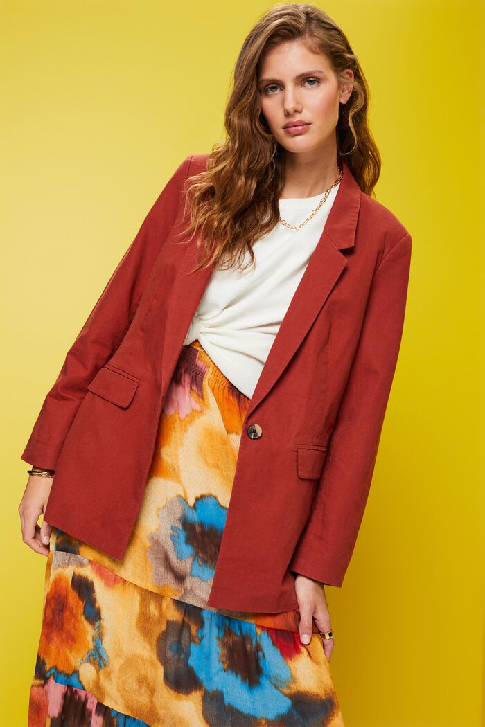Einreihiger Blazer aus Leinenmix