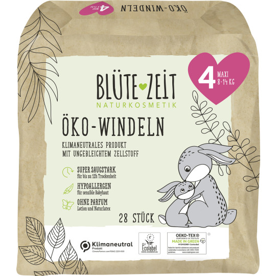 Blüte-Zeit Öko-Windeln Größe 4 Maxi 8-14KG 28ST