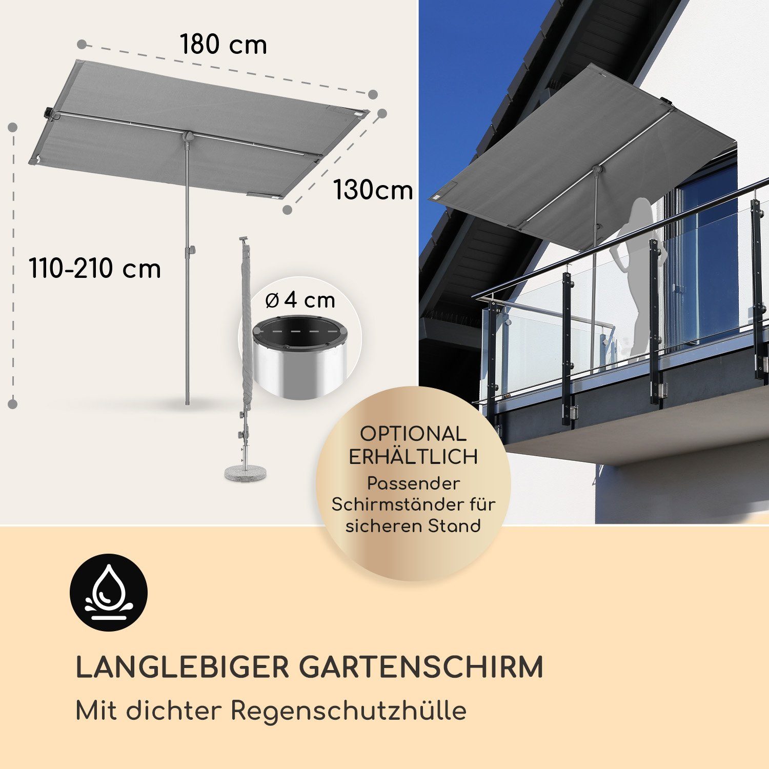 blumfeldt Sonnenschirm blumfeldt Bayonne Sonnenschirm 130 x 180 cm