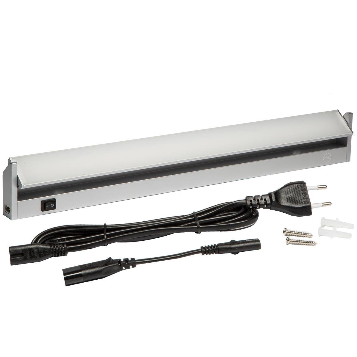 Oktaplex lighting LED Unterbauleuchte Rota 10W 58cm 230V Unterschrankleuchte LED, schwenkbar, LED fest verbaut, Neutralweiß, 4000K Küche Lichtleiste Aluminium mit Schalter