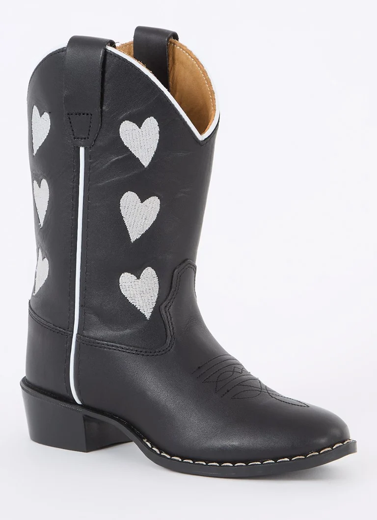 Bootstock Hearts -nahkainen cowboy-saapas kirjonnalla