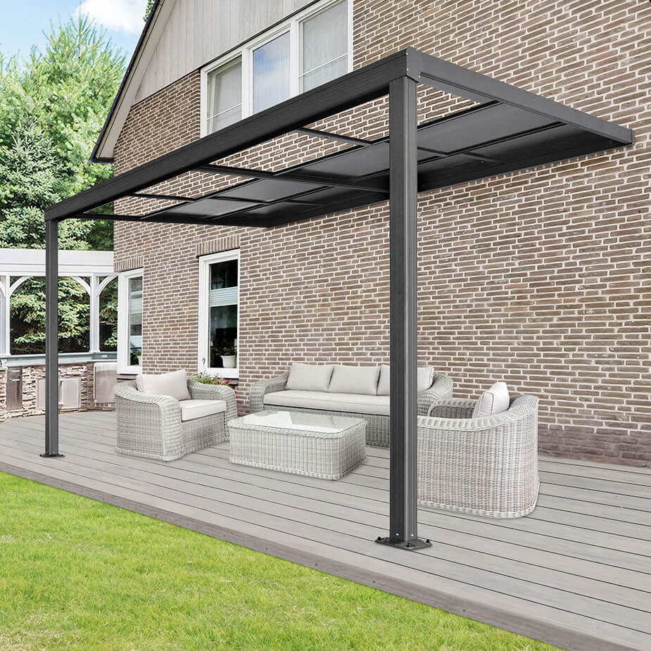 Home Deluxe Terrassenüberdachung SOLIS DELUXE - 390 x 295 x 233 / 272 cm Grau