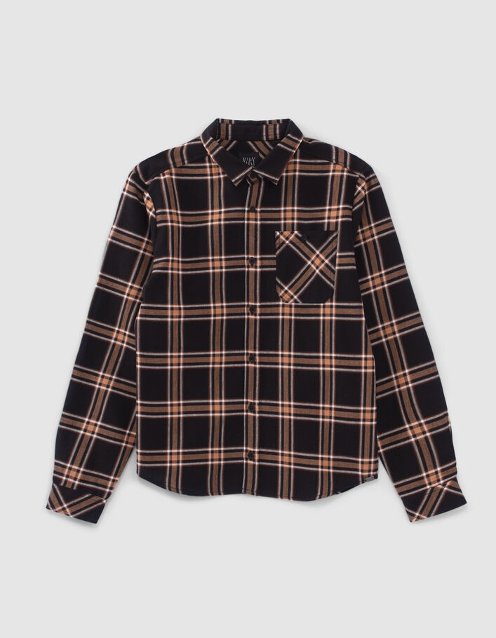 Chemise noir, camel, écru à carreaux garçon