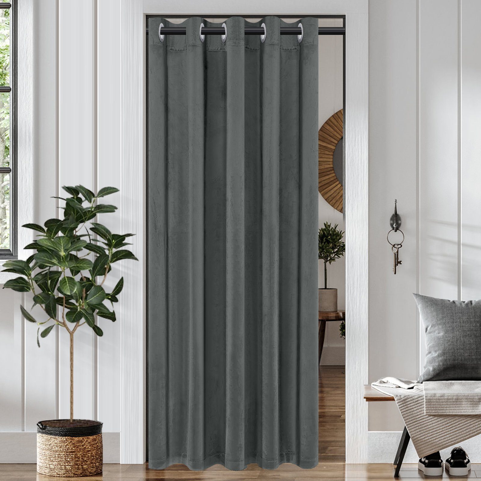 BTTO Raumteiler Türvorhang Blickdicht Vorhang Gardinen mit ösen Samtvorhänge, 1-tlg., Thermogardinen,Samt Velvet,Wärmeisolierend,für Wohnzimmer Schlafzimmer