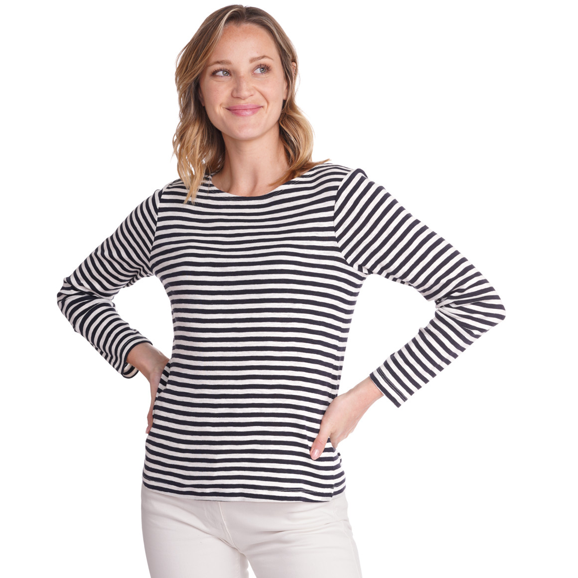 Damen Langarmshirt im Streifen-Dessin