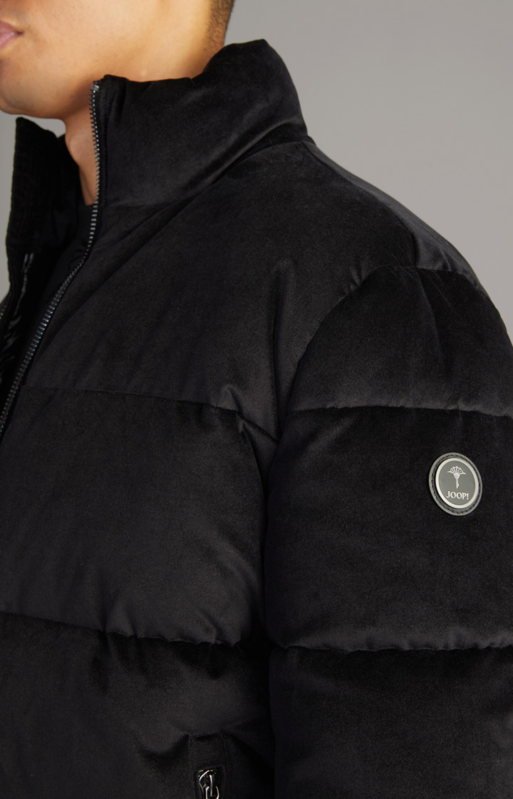 Samt-Steppjacke Baldo in Schwarz