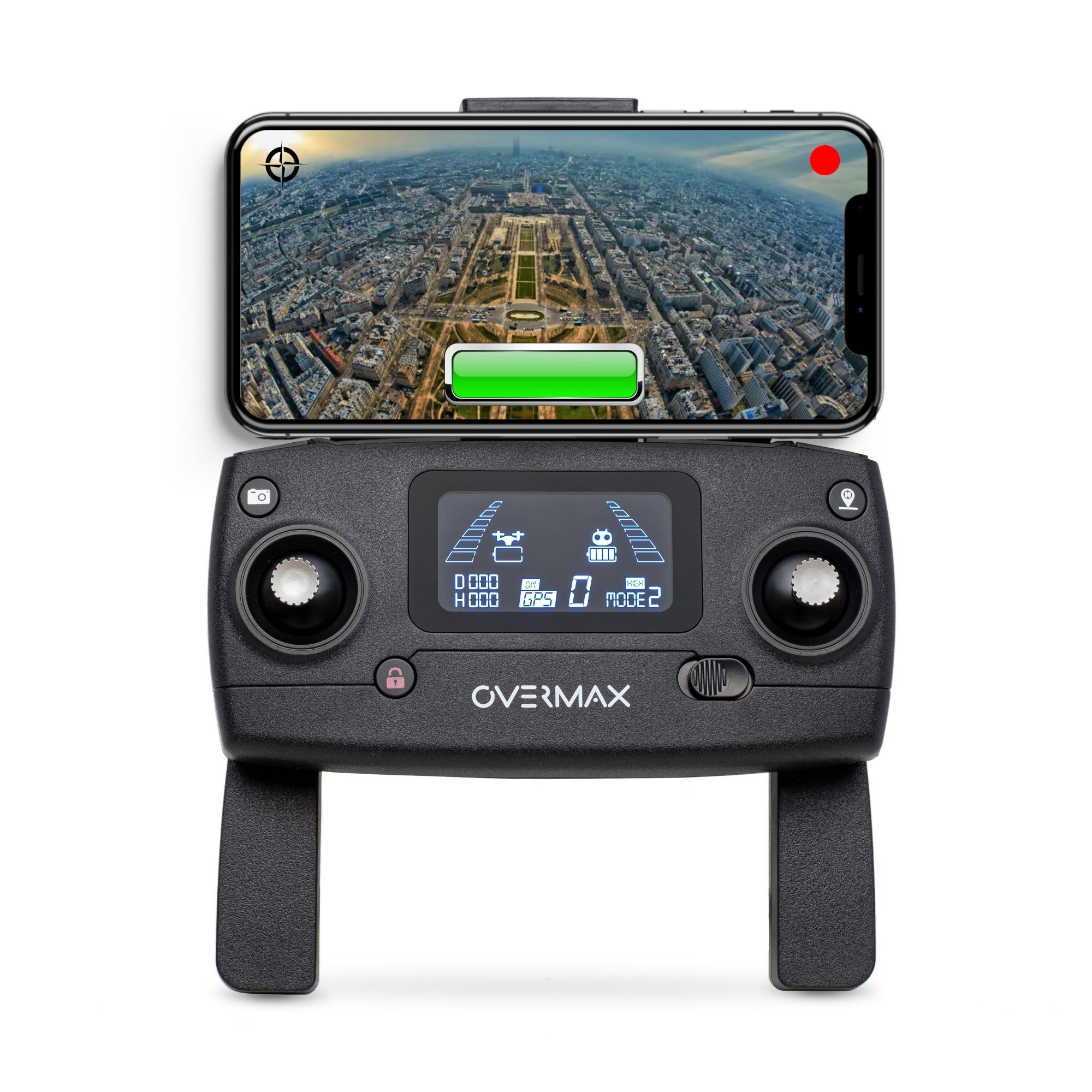 Overmax X-BEE 9.5 FOLD Drohne (3840 x 2160, 4K 16 FPS, 2,5K 25 FPS, 4K Kamera, FPV WiFi Live, Klasse C0, GPS, Reichweite 600m, LEDs)