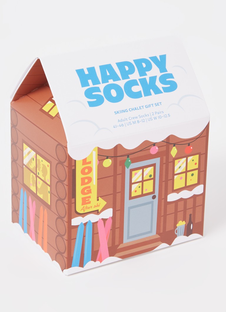 Skarpety narciarskie Happy Socks, sprzedawane w paczkach po 2 sztuki w pudełku prezentowym.