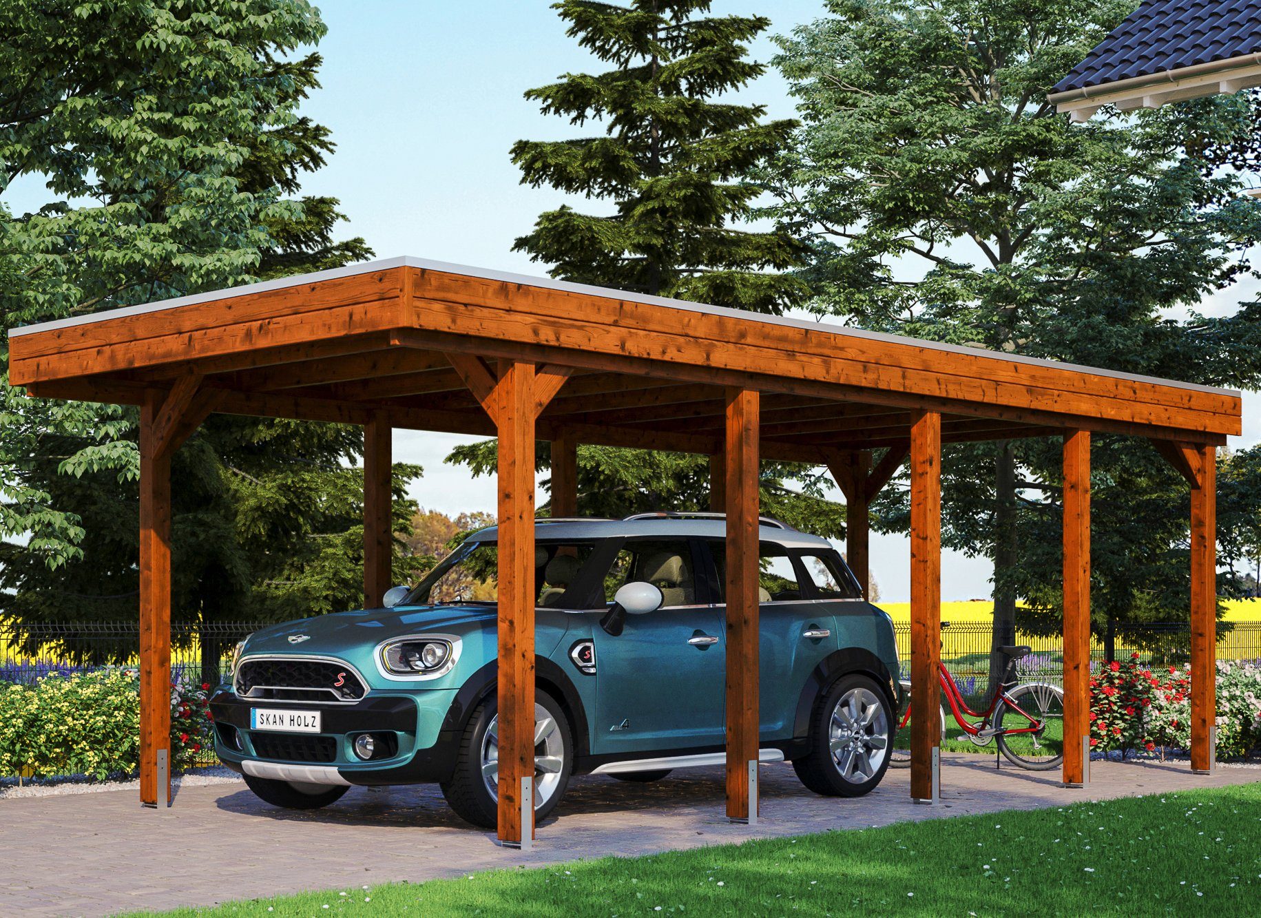 Skanholz Einzelcarport Friesland, BxT: 314x708 cm, 221 cm Einfahrtshöhe