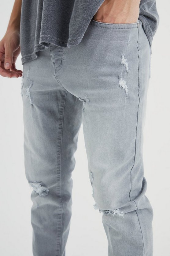 Skinny Stretch Jeans mit Riss am Knie