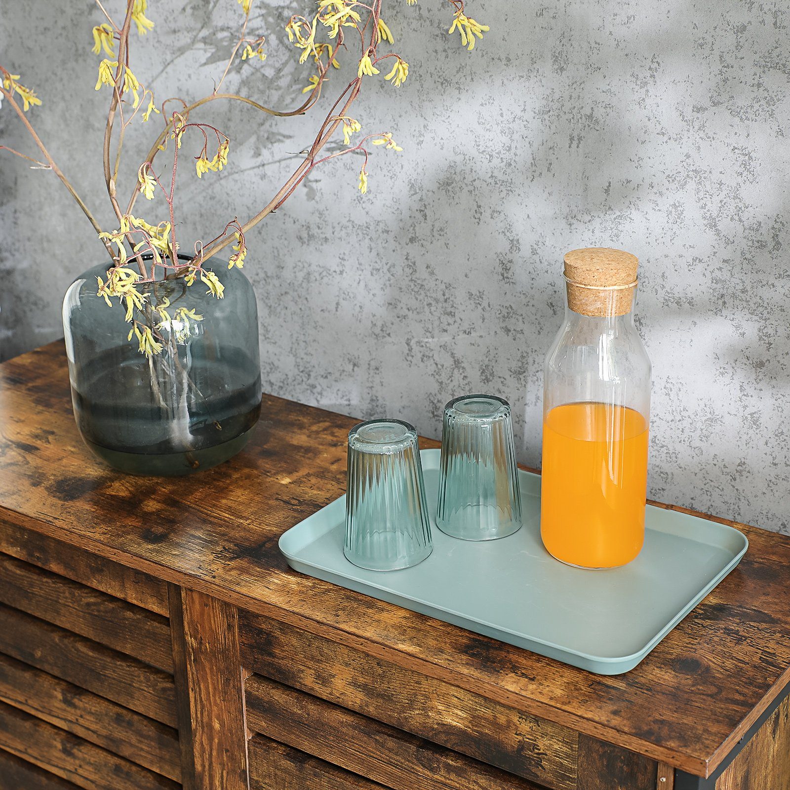 VASAGLE Sideboard Küchenschrank, mit Schiebetüren, Breite 100 cm, vintage
